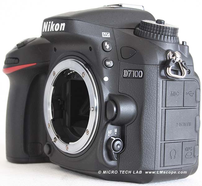 Nikon D7100 on the microscope