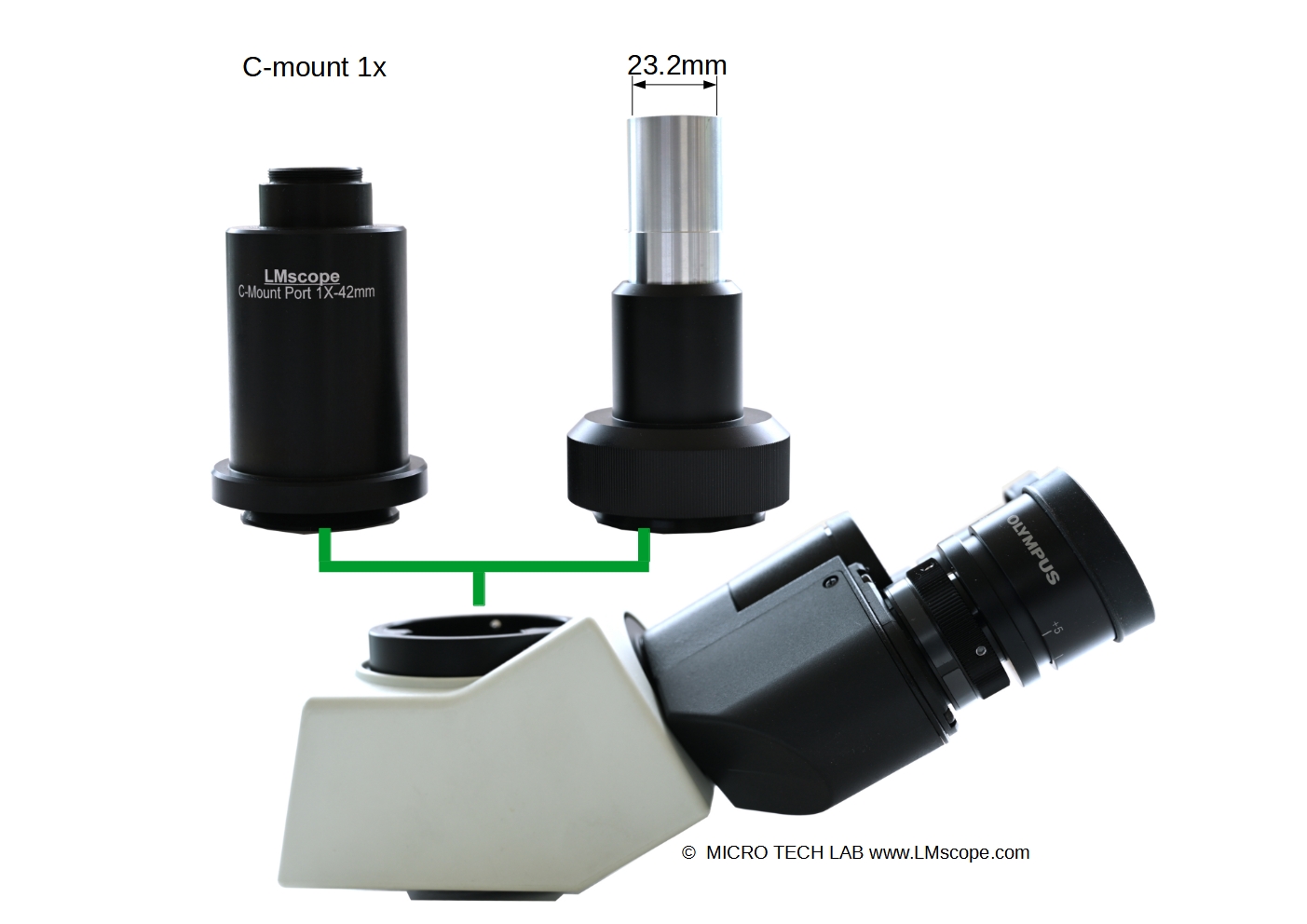 Genormte Basis Fototubus  23,2mm oder C-Mount , Universell und zukunftssicher
